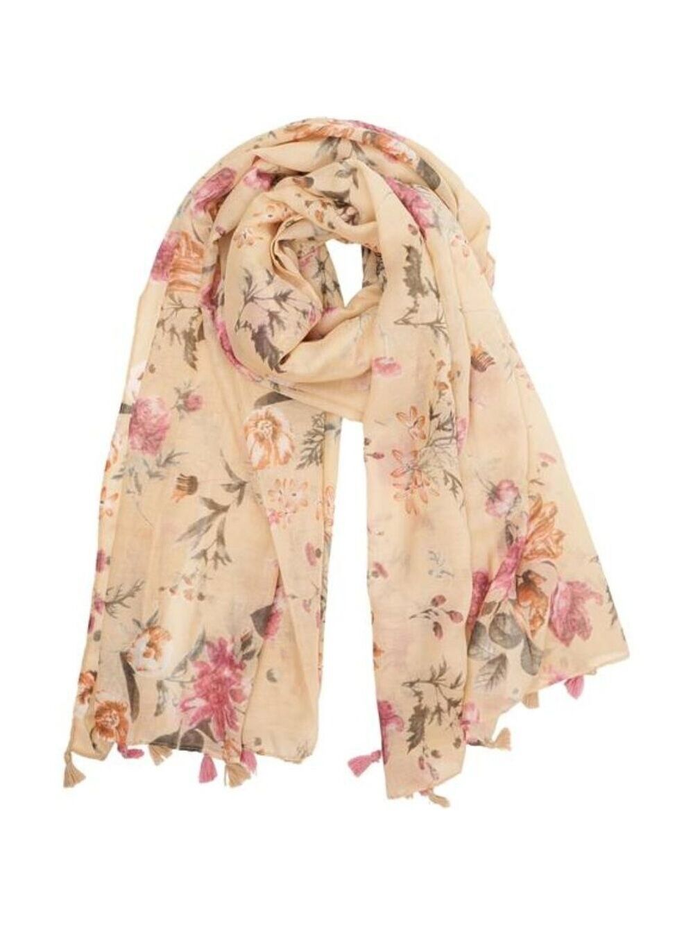 Large Boho Floral Scarf Shawl Wrap Lightweight Fringed Fall Winter Women Soft